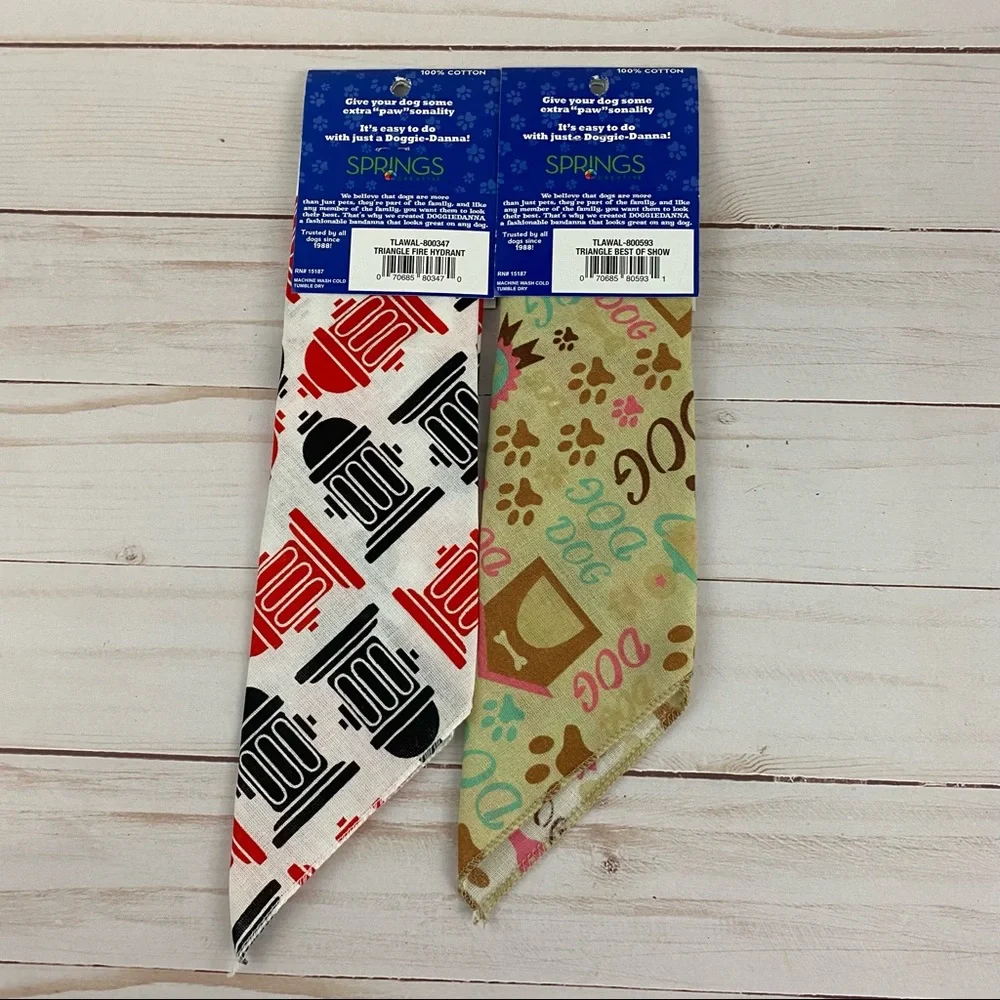 Doggie Dannas Dog Bandana Scarf OSFM Lot Of 2 NEW